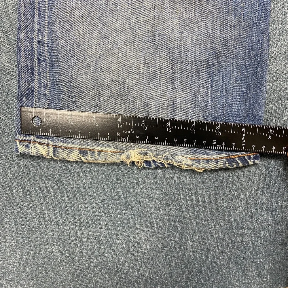 Vintage Levi's 569 Jeans Women 03 30x32 Blue Denim Medium Wash Flare Leg Raw Hem